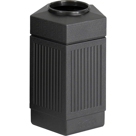 Safco 30 gal Pentagon Outdoor Can, Black, Polyethylene, 18 in SAF9485BL